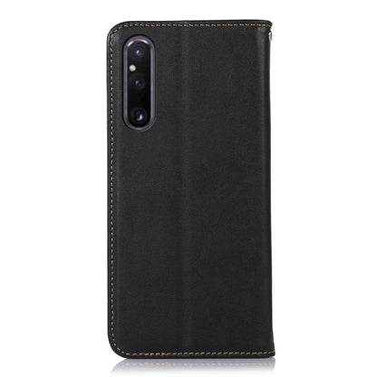 For Sony Xperia 1 V KHAZNEH Nappa Top Layer Cowhide Leather Phone Case(Black) by buy2fix