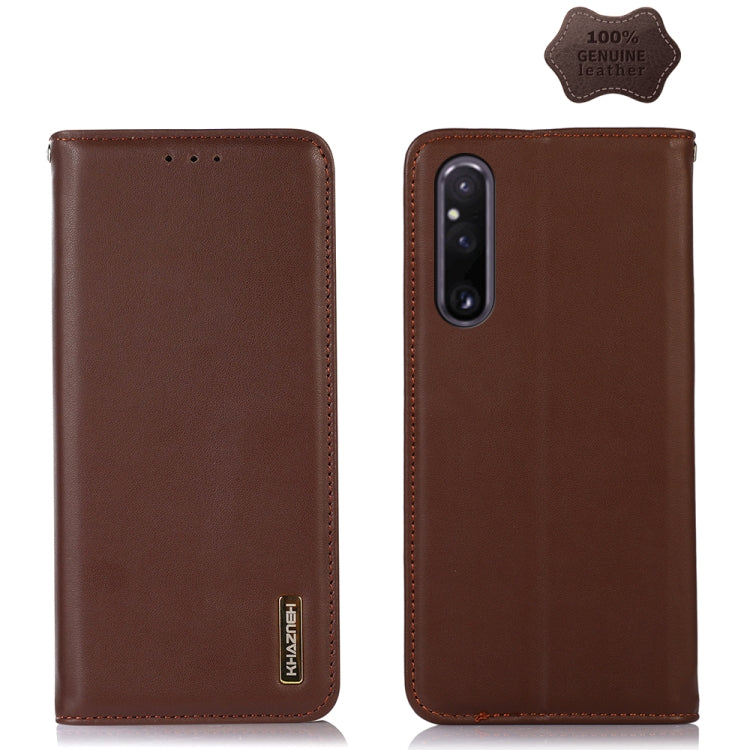 For Sony Xperia 1 V KHAZNEH Nappa Top Layer Cowhide Leather Phone Case(Brown) by buy2fix