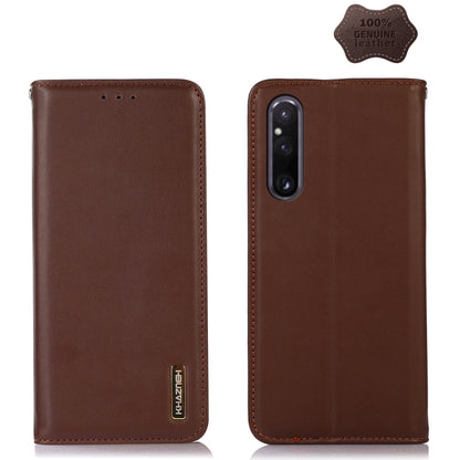 For Sony Xperia 1 V KHAZNEH Nappa Top Layer Cowhide Leather Phone Case(Brown) by buy2fix