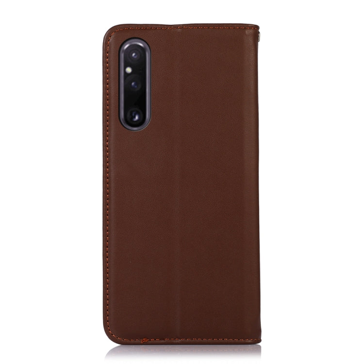 For Sony Xperia 1 V KHAZNEH Nappa Top Layer Cowhide Leather Phone Case(Brown) by buy2fix