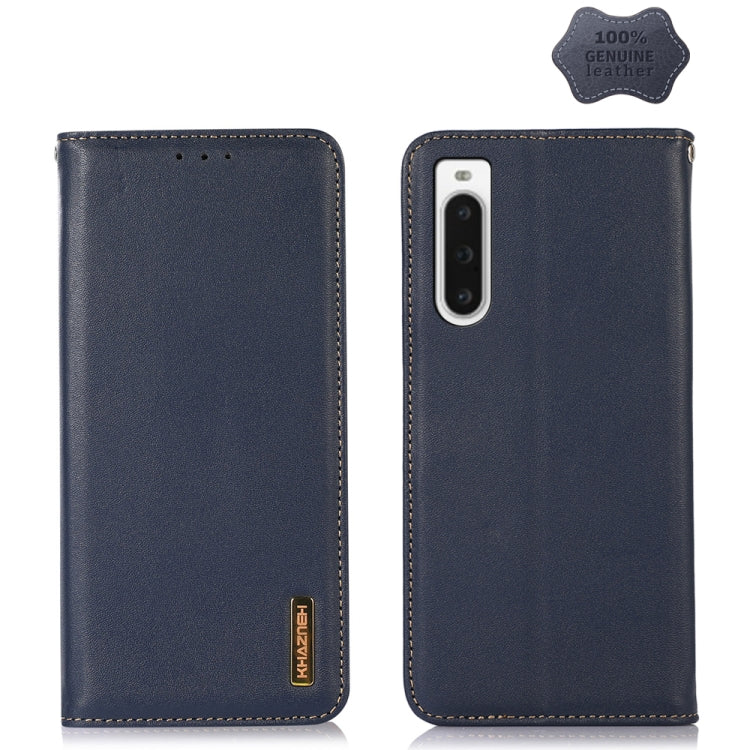 For Sony Xperia 10 V KHAZNEH Nappa Top Layer Cowhide Leather Phone Case(Blue) by buy2fix