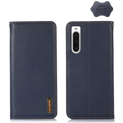 For Sony Xperia 10 V KHAZNEH Nappa Top Layer Cowhide Leather Phone Case(Blue) by buy2fix
