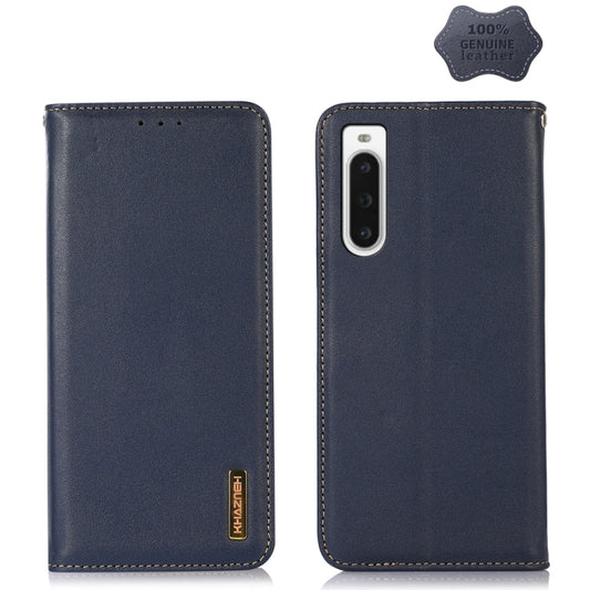 For Sony Xperia 10 V KHAZNEH Nappa Top Layer Cowhide Leather Phone Case(Blue) by buy2fix