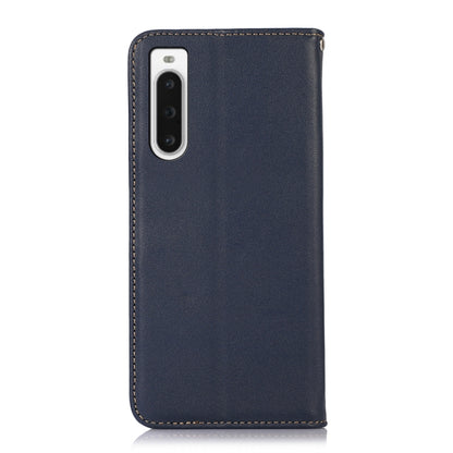 For Sony Xperia 10 V KHAZNEH Nappa Top Layer Cowhide Leather Phone Case(Blue) by buy2fix