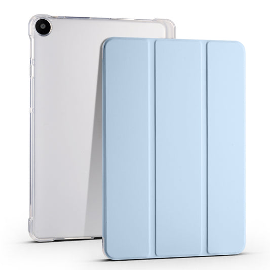 For Huawei MatePad SE 3-folding Transparent TPU Smart Leather Tablet Case with Pen Slot(Ice Blue) - Huawei by buy2fix | Online Shopping UK | buy2fix
