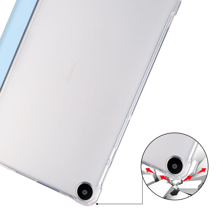 For Huawei MatePad SE 3-folding Transparent TPU Smart Leather Tablet Case with Pen Slot(Ice Blue) - Huawei by buy2fix | Online Shopping UK | buy2fix