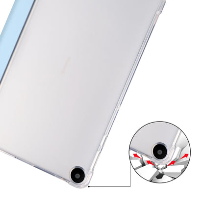 For Huawei MatePad SE 3-folding Transparent TPU Smart Leather Tablet Case with Pen Slot(Ice Blue) - Huawei by buy2fix | Online Shopping UK | buy2fix
