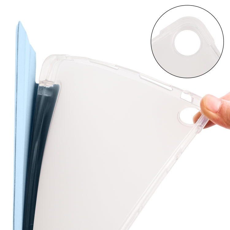 For Huawei MatePad SE 3-folding Transparent TPU Smart Leather Tablet Case with Pen Slot(Ice Blue) - Huawei by buy2fix | Online Shopping UK | buy2fix