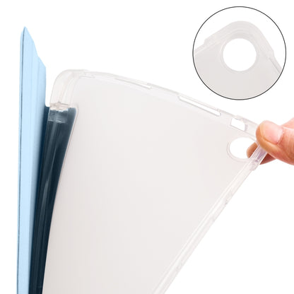 For Huawei MatePad SE 3-folding Transparent TPU Smart Leather Tablet Case with Pen Slot(Ice Blue) - Huawei by buy2fix | Online Shopping UK | buy2fix