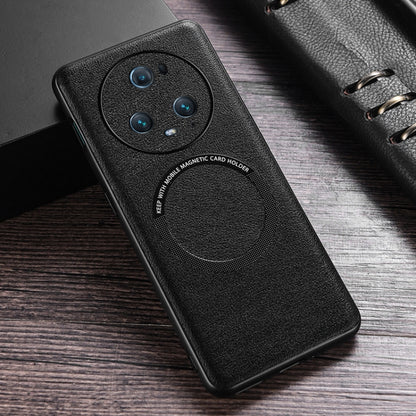 For Honor Magic5 Pro Cloth Texture PU MagSafe Magnetic Phone Case(Black) - Honor Cases by buy2fix | Online Shopping UK | buy2fix