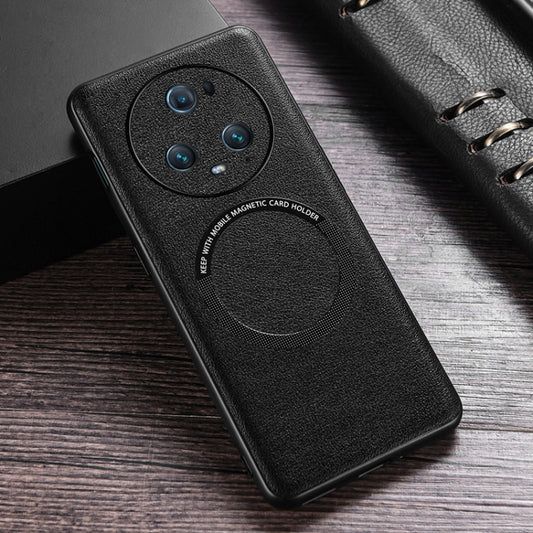 For Honor Magic5 Pro Cloth Texture PU MagSafe Magnetic Phone Case(Black) - Honor Cases by buy2fix | Online Shopping UK | buy2fix