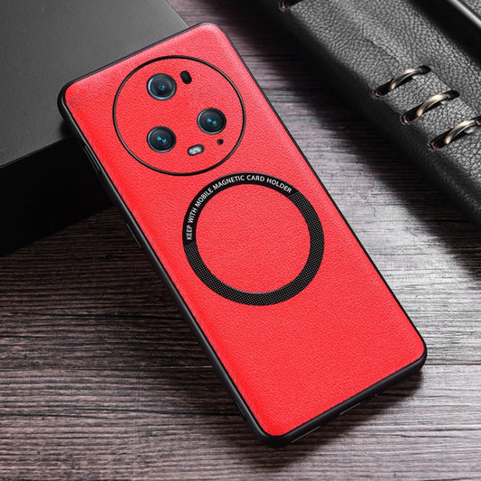 For Honor Magic5 Pro Cloth Texture PU MagSafe Magnetic Phone Case(Red) - Honor Cases by buy2fix | Online Shopping UK | buy2fix