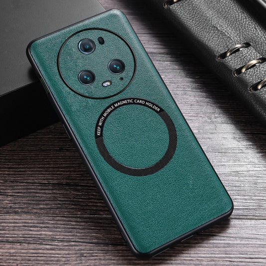 For Honor Magic5 Pro Cloth Texture PU MagSafe Magnetic Phone Case(Green) - Honor Cases by buy2fix | Online Shopping UK | buy2fix