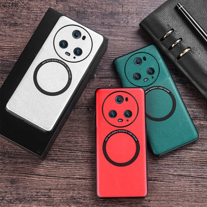 For Honor Magic5 Pro Cloth Texture PU MagSafe Magnetic Phone Case(Red) - Honor Cases by buy2fix | Online Shopping UK | buy2fix