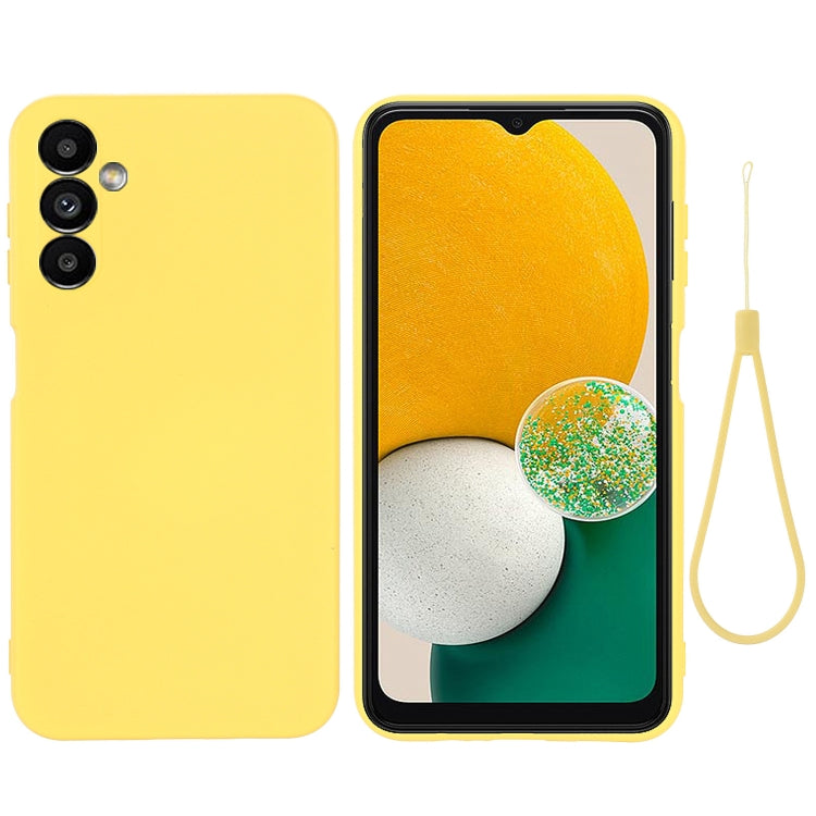 For Samsung Galaxy A14 4G Pure Color Liquid Silicone Shockproof Phone Case(Yellow) by buy2fix