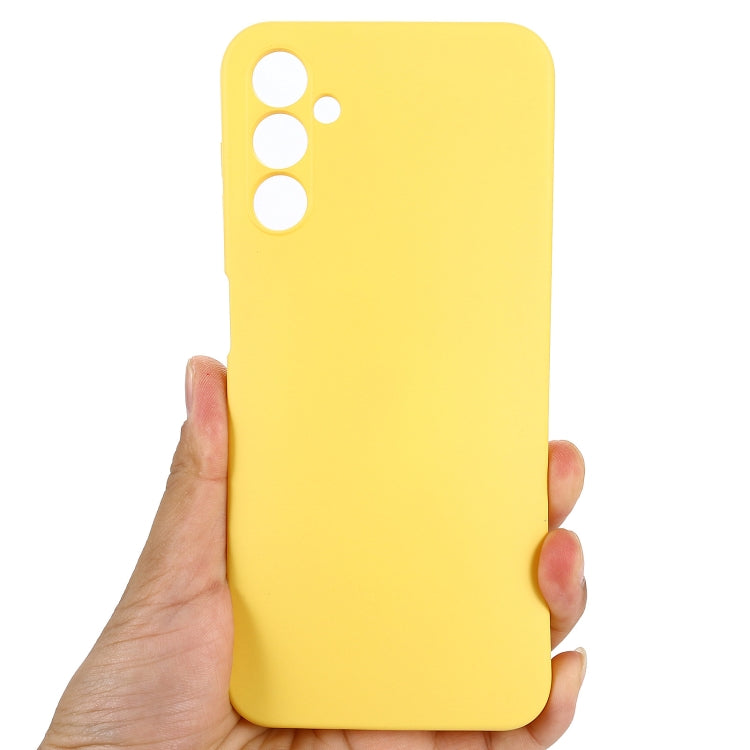 For Samsung Galaxy A14 4G Pure Color Liquid Silicone Shockproof Phone Case(Yellow) by buy2fix