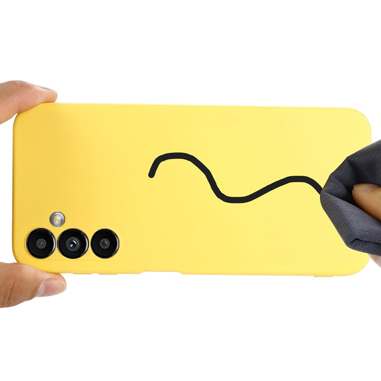 For Samsung Galaxy A14 4G Pure Color Liquid Silicone Shockproof Phone Case(Yellow) by buy2fix