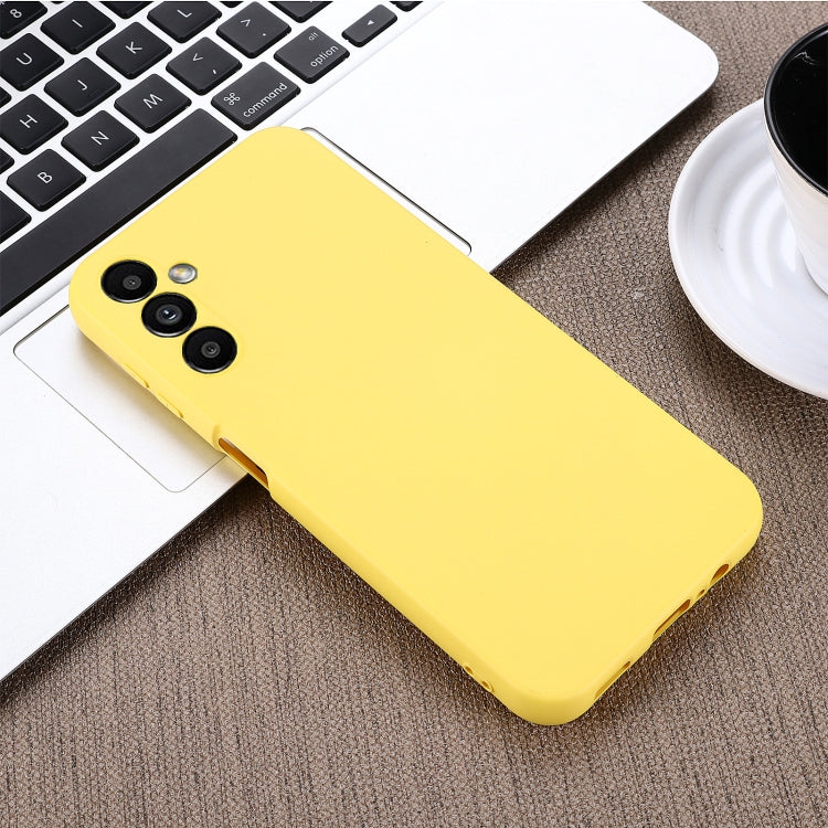 For Samsung Galaxy A14 4G Pure Color Liquid Silicone Shockproof Phone Case(Yellow) by buy2fix