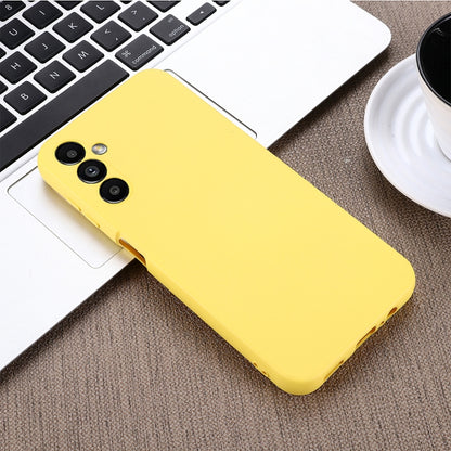 For Samsung Galaxy A14 4G Pure Color Liquid Silicone Shockproof Phone Case(Yellow) by buy2fix