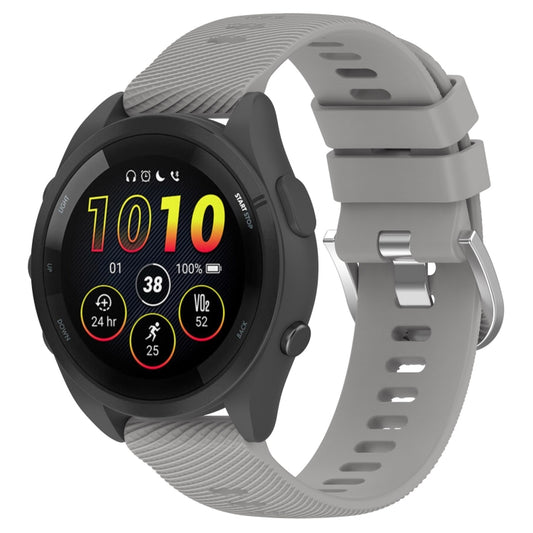 For Garmin Forerunner 265S 18mm Solid Color Silicone Watch Band(Grey) - Watch Bands by buy2fix | Online Shopping UK | buy2fix