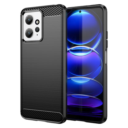 For Xiaomi Redmi Note 12 4G Global Brushed Texture Carbon Fiber TPU Phone Case(Black) by buy2fix