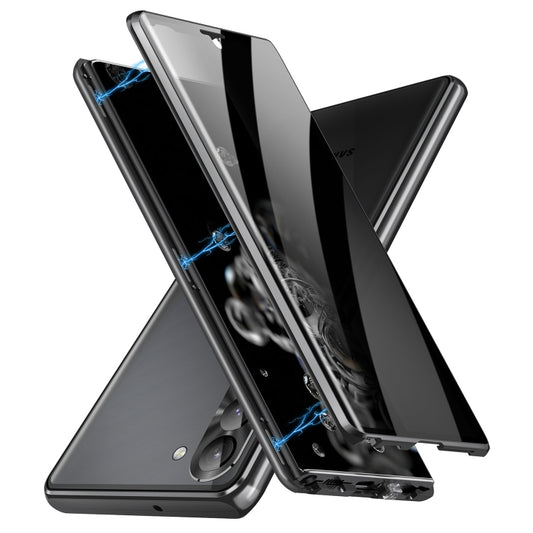 For Samsung Galaxy S23 5G Privacy Full Cover Magnetic Metal Tempered Glass Phone Case(Black) - Galaxy S23 5G Cases by buy2fix | Online Shopping UK | buy2fix