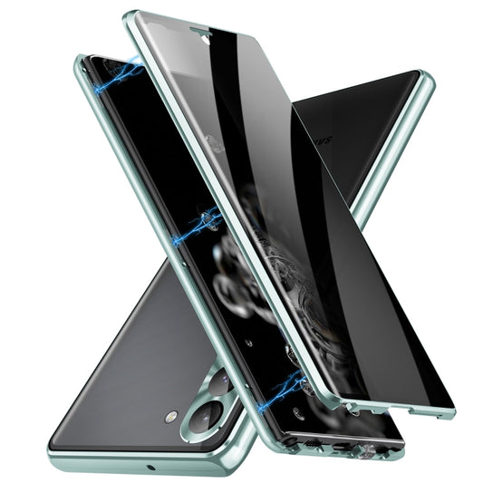 For Samsung Galaxy S23+ 5G Privacy Full Cover Magnetic Metal Tempered Glass Phone Case(Green) - Galaxy S23+ 5G Cases by buy2fix | Online Shopping UK | buy2fix