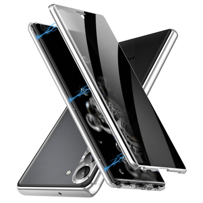 For Samsung Galaxy S23+ 5G Privacy Full Cover Magnetic Metal Tempered Glass Phone Case(Silver) - Galaxy S23+ 5G Cases by buy2fix | Online Shopping UK | buy2fix