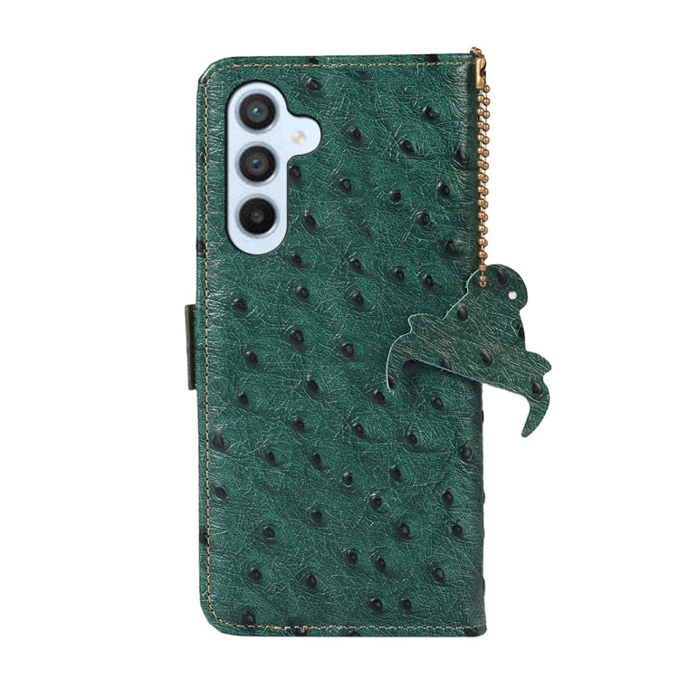 For Samsung Galaxy A24 4G Ostrich Pattern Genuine Leather RFID Phone Case(Green) by buy2fix