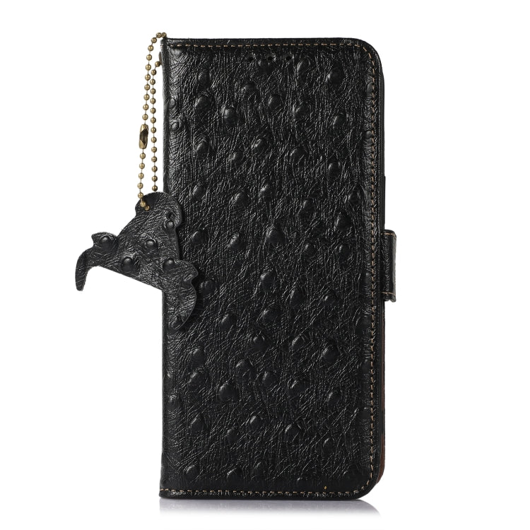 For Samsung Galaxy A24 4G Ostrich Pattern Genuine Leather RFID Phone Case(Black) by buy2fix