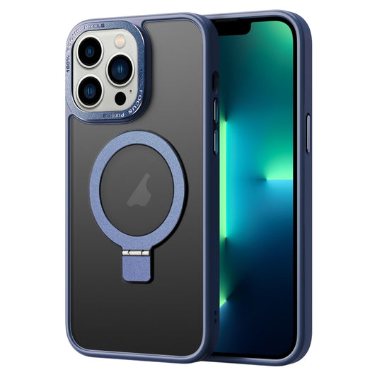 For iPhone 13 Pro Max Skin Feel MagSafe Magnetic Holder Phone Case(Dark Blue) - iPhone 13 Pro Max Cases by buy2fix | Online Shopping UK | buy2fix