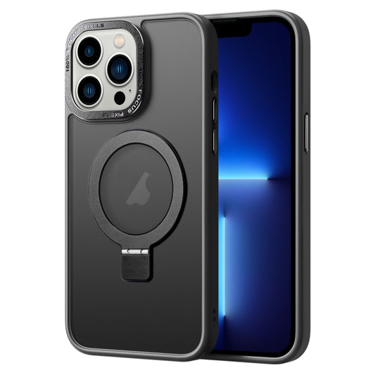 For iPhone 13 Pro Skin Feel MagSafe Magnetic Holder Phone Case(Black) - iPhone 13 Pro Cases by buy2fix | Online Shopping UK | buy2fix