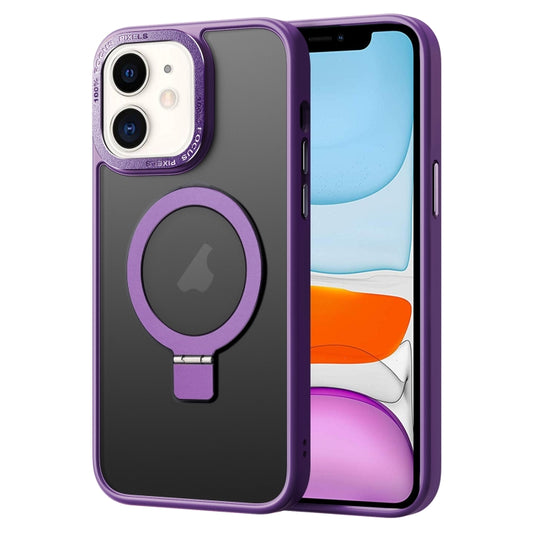 For iPhone 11 Skin Feel MagSafe Magnetic Holder Phone Case(Purple) - iPhone 11 Cases by buy2fix | Online Shopping UK | buy2fix