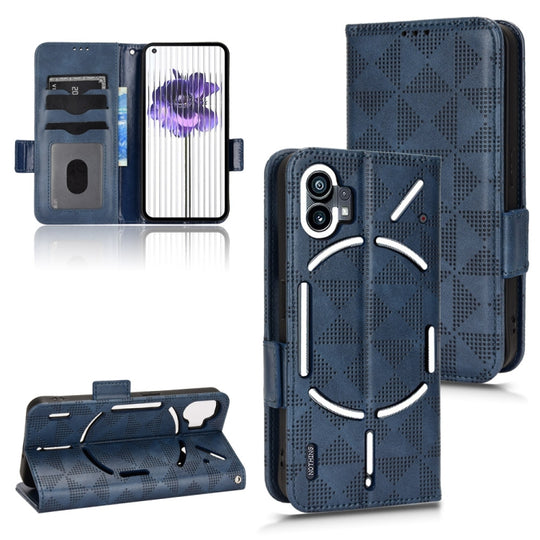 For Nothing Phone 1 Symmetrical Triangle Leather Phone Case(Blue)