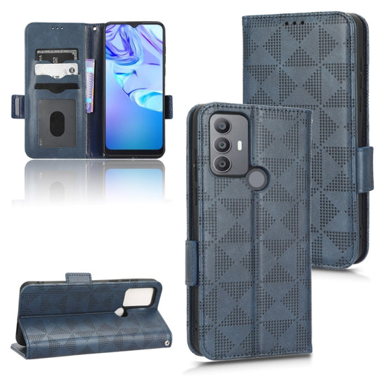 For TCL 30 SE 5G / 30E / 306 / 305 Symmetrical Triangle Leather Phone Case(Blue)