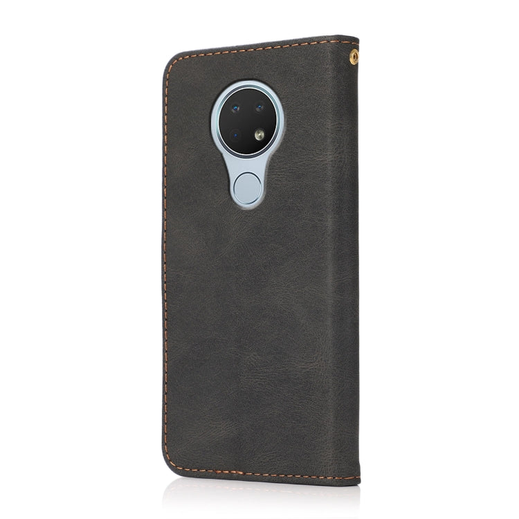 For Nokia 6.2 / 7.2 Dual-color Stitching Leather Phone Case(Black Brown) by buy2fix