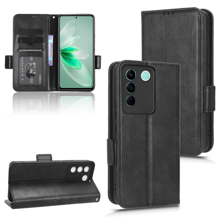 For vivo V27e / S16e Symmetrical Triangle Leather Phone Case(Black) - vivo Cases by buy2fix | Online Shopping UK | buy2fix