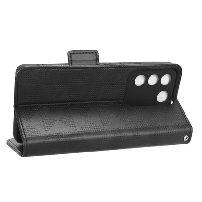 For vivo V27e / S16e Symmetrical Triangle Leather Phone Case(Black) - vivo Cases by buy2fix | Online Shopping UK | buy2fix