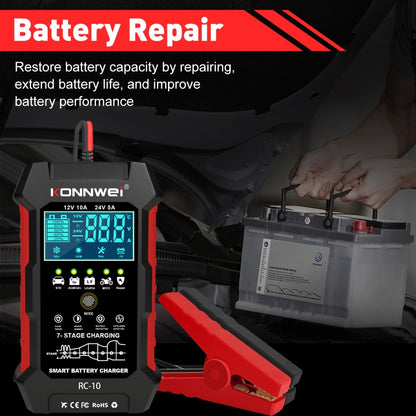 KONNWEI RC-10 2 inch Car Battery Charger Battery Pulse Repair Tool, Plug Type:US Plug - Battery Charger by KONNWEI | Online Shopping UK | buy2fix