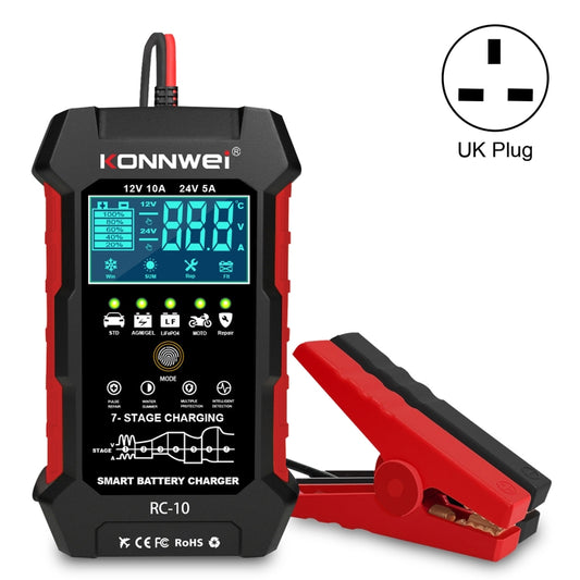 KONNWEI RC-10 2 inch Car Battery Charger Battery Pulse Repair Tool, Plug Type:UK Plug - Battery Charger by KONNWEI | Online Shopping UK | buy2fix