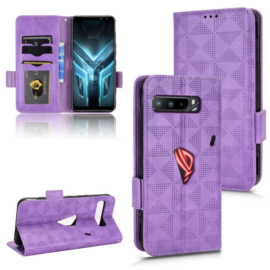 For Asus ROG Phone 3 Strix / 3 ZS661KL Symmetrical Triangle Leather Phone Case(Purple) by buy2fix