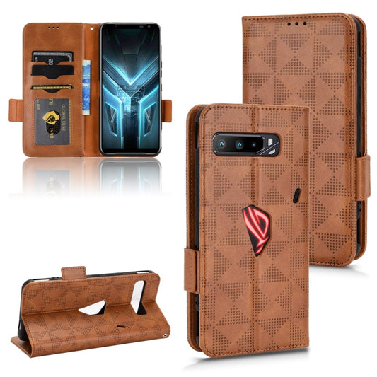 For Asus ROG Phone 3 Strix / 3 ZS661KL Symmetrical Triangle Leather Phone Case(Brown) by buy2fix