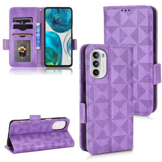 For Motorola Moto G52 4G Symmetrical Triangle Leather Phone Case(Purple) - Motorola Cases by buy2fix | Online Shopping UK | buy2fix