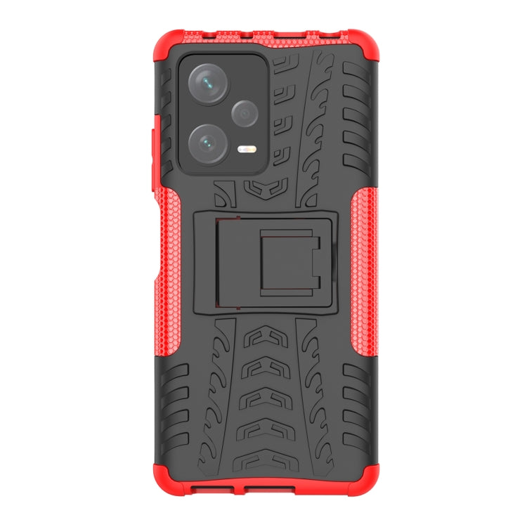 For Xiaomi Redmi Note 12 Pro+ 5G Tire Texture TPU + PC Phone Case with Holder(Red) by buy2fix