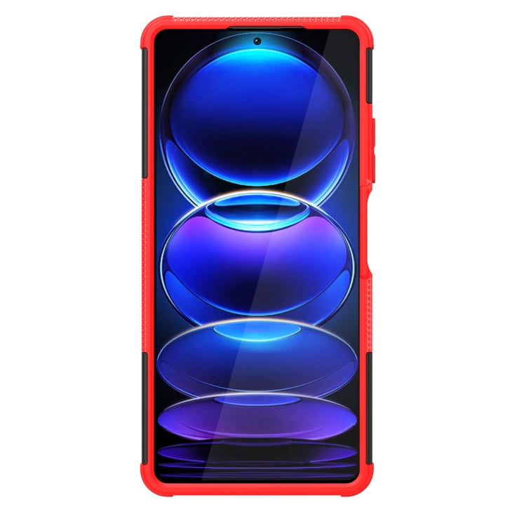 For Xiaomi Redmi Note 12 Pro+ 5G Tire Texture TPU + PC Phone Case with Holder(Red) by buy2fix