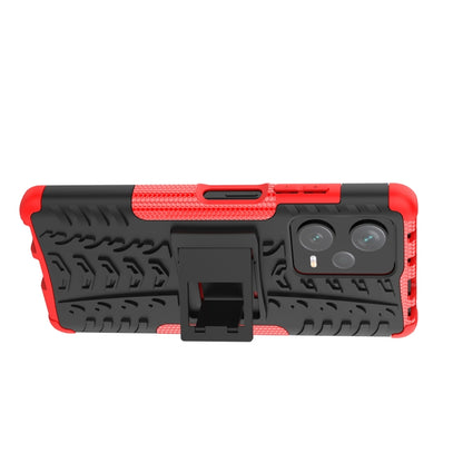 For Xiaomi Redmi Note 12 Pro+ 5G Tire Texture TPU + PC Phone Case with Holder(Red) by buy2fix