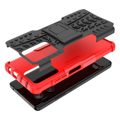 For Xiaomi Redmi Note 12 Pro+ 5G Tire Texture TPU + PC Phone Case with Holder(Red) by buy2fix