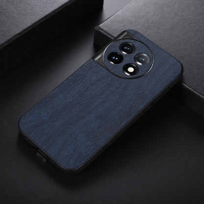 For OnePlus 11R/Ace 2 Wood Texture PU Phone Case(Blue) - OnePlus Cases by buy2fix | Online Shopping UK | buy2fix