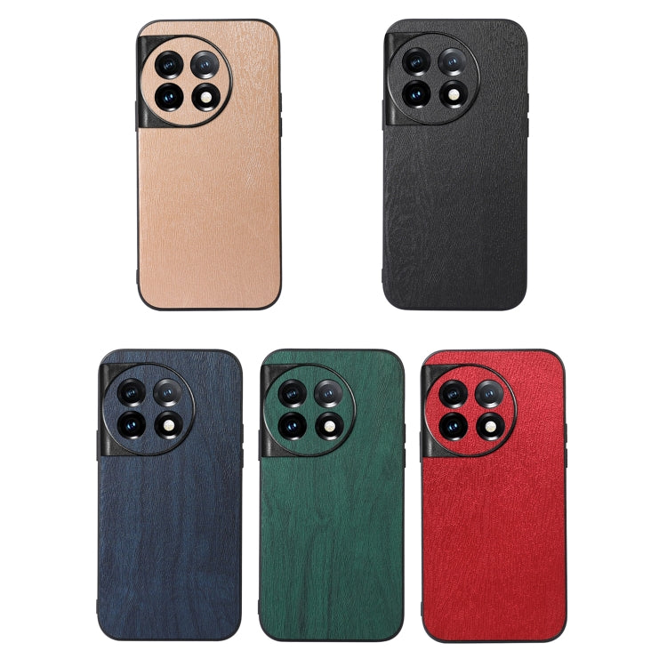 For OnePlus 11R/Ace 2 Wood Texture PU Phone Case(Blue) - OnePlus Cases by buy2fix | Online Shopping UK | buy2fix