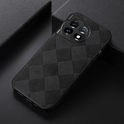 For OnePlus 11R/Ace 2 Weave Plaid PU Phone Case(Black) - OnePlus Cases by buy2fix | Online Shopping UK | buy2fix